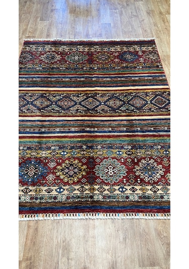 El Dokuma Afgan Halısı Çok Renkli