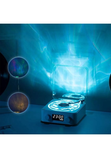 Vintage Vinil Plak Çalar Bluetooth Hoparlör Ayarlanabilir Işıklı Kablosuz Taşınabilir Retro Vinil Plak Çalar