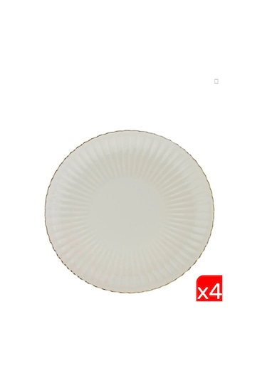 Kütahya Porselen Bone Luz Altın File Servis Tabağı 27cm 4 Lü Çok Renkli