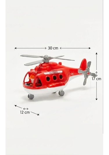 Fileli Figürlü İtfaiye Temalı Helikopter Tekerlekli Döndürülebilir Pervaneli Oyuncak Hava Taşıtı
