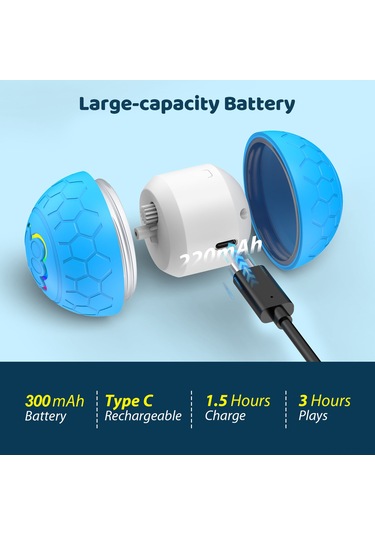 Geekyou Evcil Hayvanlar İçin Akıllı Işıklı Zıplayıcı Top - Sarı, Ip54 Su Geçirmez, 4 Saat Çalışma Süresi, Abs+tpu Malzeme