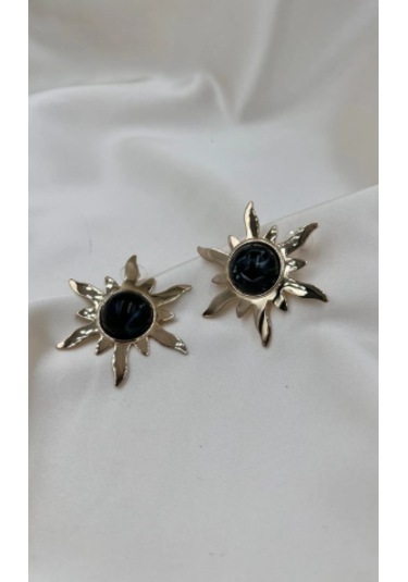 Bb İthal Siyah Güneş Küpe Altın - Siyah