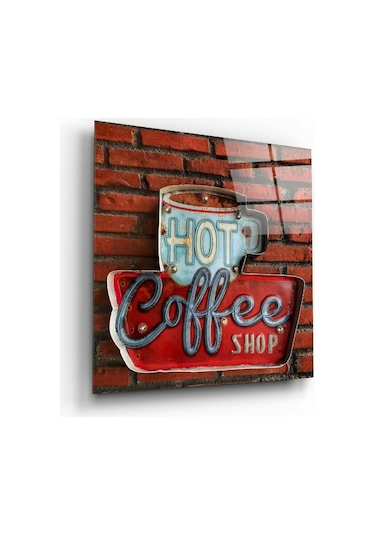Hot Coffee Cam Tablo Hediyelik, Dekoratif, Ofis, Mutfak