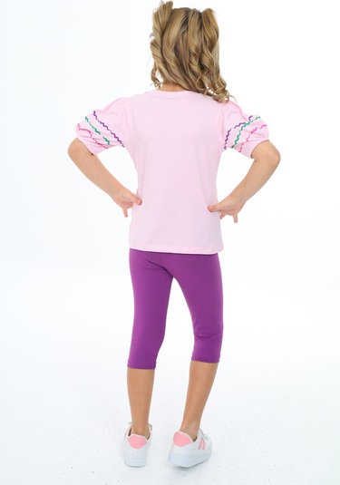 Toontoy Kız Çocuk Nakışlı Kaprili Takım Açık Pembe