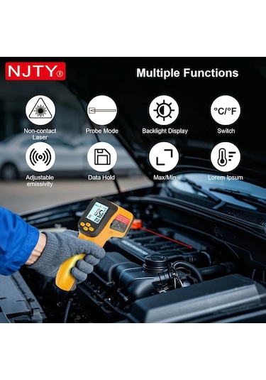 Boatshop1 Jd-05 Njty Kızılötesi Termometre Uçlu Temasız Sıcaklık Ölçümü 50 800 C K Tipi Termokupl Endüstriyel Otomotiv