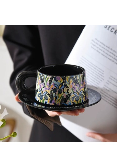 Maiyame Beyaz Seramik Çay/ Kahve Fincan Ve Tabak Seti - 280 Ml Bahar Çiçek Desenli Hediyelik Kutulu Hediye Paketi Beyaz