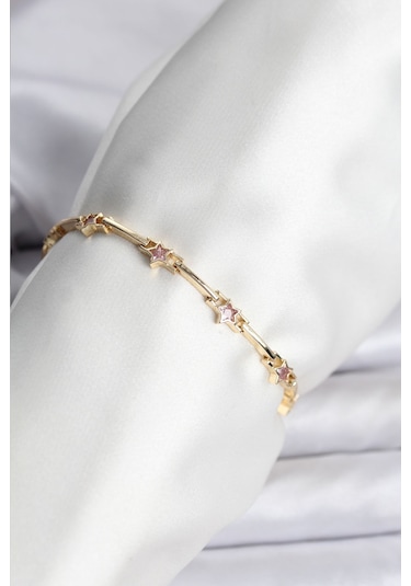 Yıldız Model Gold Renk Pirinç Bileklik - Tj-bb8081 Gümüş