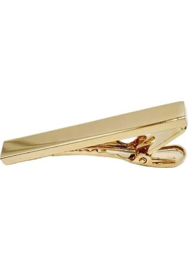 Tezzgelsin Erkek Saten Kravat Mendil ve Gold Çelik Kravat İğne Saks Mavisi Saks