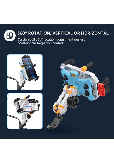 Wezone Motorsiklet Telefon Tutucu: Su Geçirmez, 360 Dönebilen, Hırsızlığa Karşı Koruma, 3.5-6.5 İnç Telefonlar İçin Siyah