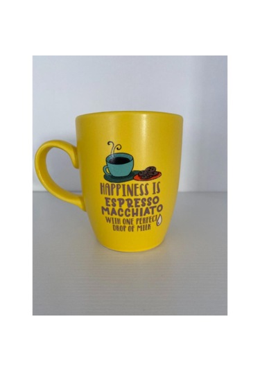 Happiness İs Espresso Machiato Sarı Kupa Bardak Çok Renkli