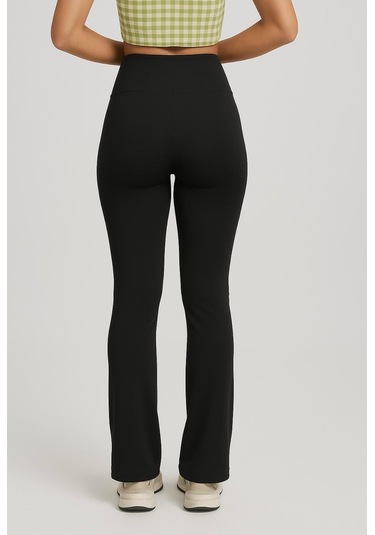 Axxel Kadın Siyah İspanyol Paça Spor Yoga Tayt-p2235 siyah