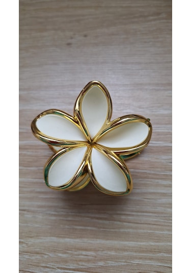 Bayan Lotus Çiçeği Gold Kaliteli Mandal Toka krem