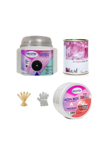 Kuaf Titanyum Konserve Sir Ağda 800 ML + Ekamix Makina + Bez