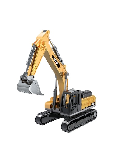 Diecast Oyuncak Metal İnşaat Araçları,iş Makineleri Seti Kepçe Bulldozer Forklift 4'lü Set Kutulu Sarı