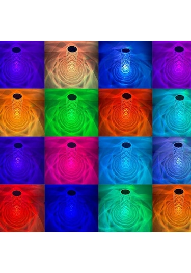 16 Renk Kristal Masa Lambası Gül Işık Romantik Elmas Atmosfer Işığı Usb Dokunmatik Gece L Yatak Odası Masası Gece Lambası 54357217 Çok Renkli