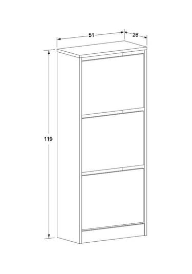 Flat Duo Üç Katlı Ayakkabılık Florida Meşe 51x119x26 Cm Meşe Flat Duo Üç Katlı Ayakkabılık Florida Meşe 51x119x26 Cm Meşe