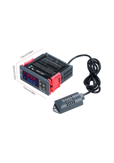 Dijital Gösterge Sıcaklık Ve Nem Kontrol Cihazı Termoregülatör Siyah