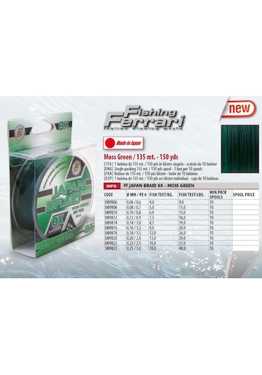 Lineaeffe Japan Braid Green 135 mt 8 Örgü ip