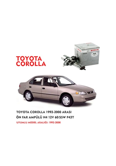 TOYOTA COROLLA 1992-2000 ARASI ÖN FAR AMPÜLÜ H4 12V 60/55W P43T