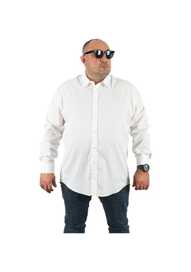 Starbattal Büyük Beden Erkek Gömlek Punteado 23355 BEYAZ