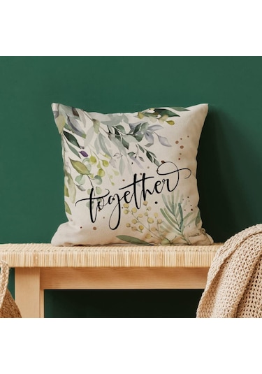 Folinda Köy Stili Ahşap Desenli 4'lü Yastık Kılıfı - 45x45cm Gri Ve Krem Renkli, Örtülü Fermuar, Poliester Kumaş, Ev Dekorasyonu Haki - Gri