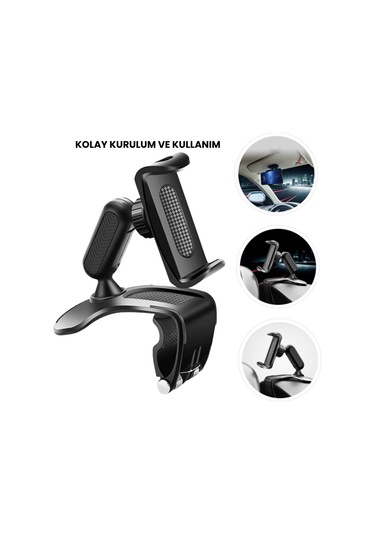 Polham 360 Derece Dönebilen Gösterge Paneli Üzeri Telefon Tutucu, Güneşlik Ve Gösterge Panel Uyumlu