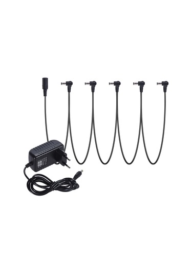 Geeksen Gitar Efekt Güç Kaynağı Adaptörü 9v Dc 1000ma 5 Yollu Zincir Akor Kablosu Negatif İç Pozitif Dış
