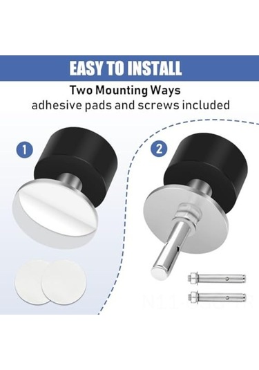 Pazly Kendinden Yapışkanlı Kapı Durdurucu - Paslanmaz Çelik, Ses Yalıtım, 2'li Paket