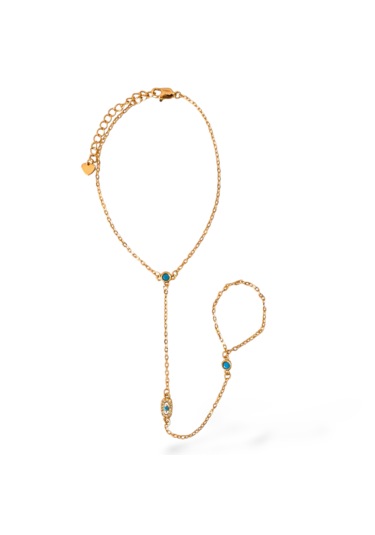 Yuvarlak Mavi Mineli Çelik Şahmeran