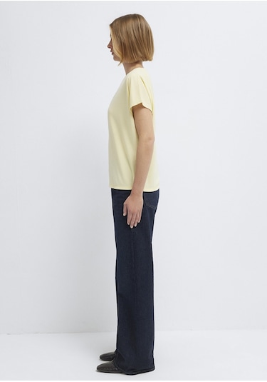 Mavi - Soft-premium Sarı Tencel Modal Karışımlı Basic Tişört 167245-84571