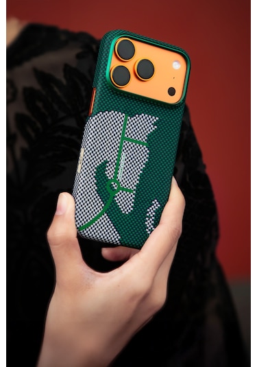 Apple Uyumlu iPhone 17 Pro Max Steed Woven Magsafe Aramid Fiber Premium Kılıf Yeşil
