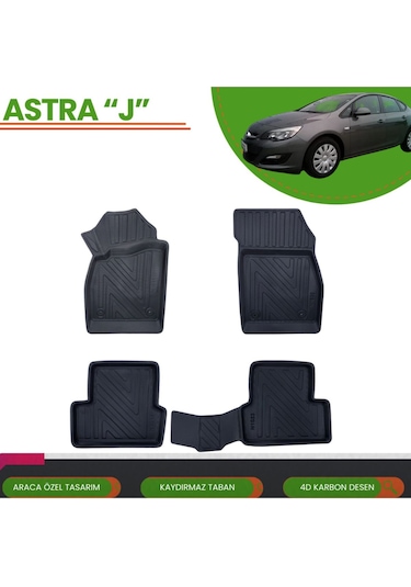 Opel Astra "j" Sd 2012+ Araca Özel 4d Havuzlu Paspas Takımı Karbon