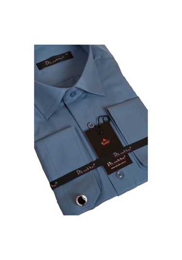 Turkuaz Mavi Rahat Kesim Micro Kumaş Kol Düğmeli Regular Fit Erkek Gömlek - 190-18 001