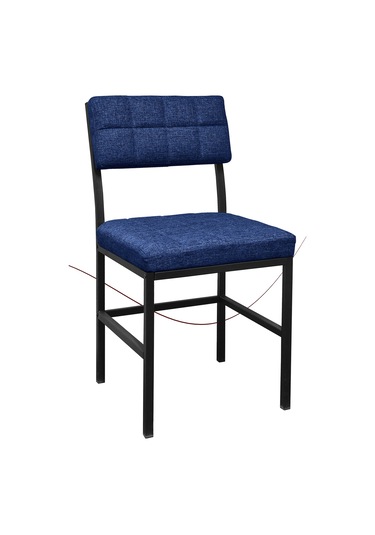 Nemeron İkon Mutfak Sandalyesi Keten Kumaş Metal Sandalye Silinebilir Kafe Salon Sandalyesi - Lacivert Lacivert