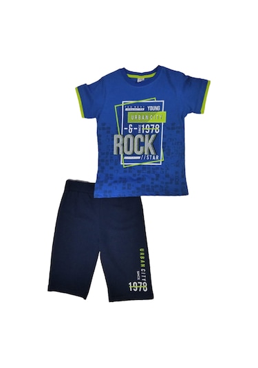 Erkek Çocuk Alt Üst Takım Mavi Rock Yazılı Mavi