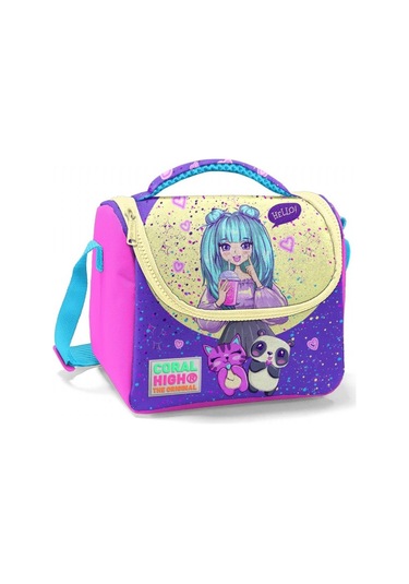 Coral High Pembe Mor Anime Baskılı Kız Çocuk Yalıtımlı Beslenme Çantası 11735