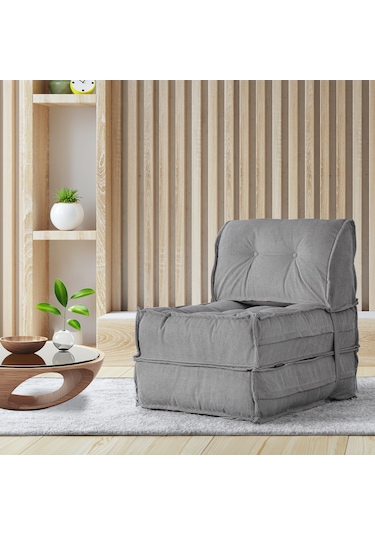 Mocca Fitilli Kadife Tek Kişilik Katlanır Yatak Katlanır Koltuk Gri