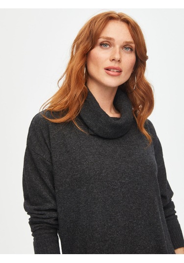 Degaje Yaka Triko Bluz 69642 U69642154 Antrasit Melanj
