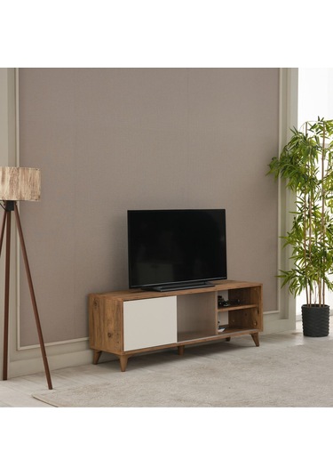 Tv Sehpası Sürgülü Kapak 140x40x35 Cm Beyaz