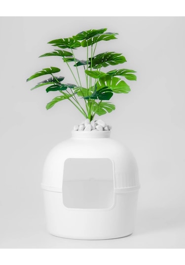 Reyo Dekorapet Dekoratif Kedi Tuvaleti Beyaz