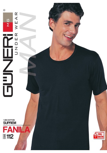 Erkek Siyah Süprem Yarım Kollu Sıfır Yaka Atlet % 100 Pamuklu Fanila 3 Lü Paket 112-3s Siyah