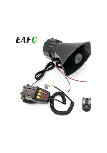 Pazly 7-sound Araba Uyarı Hoparlörü 12v Kamyon Siren Pa Sistemsiyah
