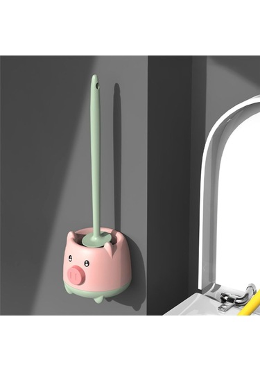 Klozet Fırçası Ve Tutucu, Kompakt Klozet Temizleme Fırçası Seti Pembe Ve Yeşil