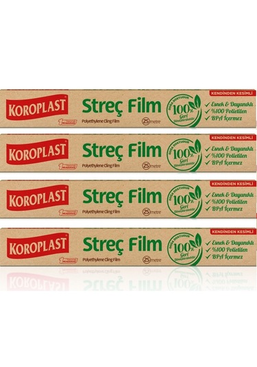 Koroplast Doğal Streç Film 25 Mt X 4 Paket