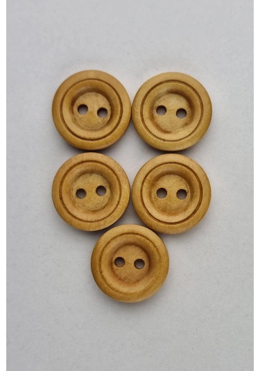 Küçük Boy Ahşap Yuvarlak Kaban Çeket Hırka Yelek Düğmesi 5 Adet