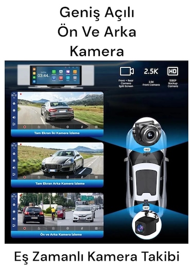 Premium Mb-250 10 İnç 4k Carplay Ve Android Uyumlu Yeni Nesil Ön - Arka Kamera