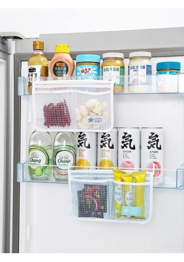 Kangvka Buzdolabı Kapısı Organizer Seti - 2 Adet Pp Ağızlı Çantalar - Gıda Depolama Ve Mutfak Düzenliği İçin Dayanıklı Tasarım Çok Renkli