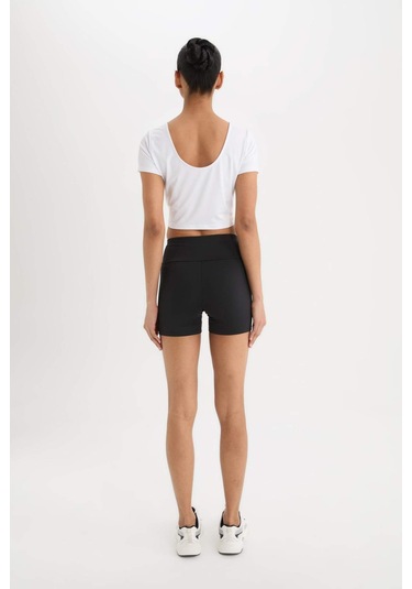 DeFactoFit Siyah Beli Saran Esnek Biker Kısa Sporcu Tayt D2907AX25SMBK81 SiYAH