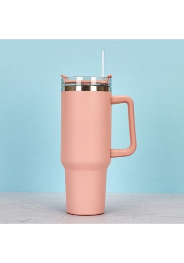 Yeşil Soğukluğu Koruyun Mat Doku Pratik 40oz Şeffaf Kapak Yeniden Kullanılabilir İçecek İçme Vakumlu Pipetli Kupa Yalıtımlı Tumbler