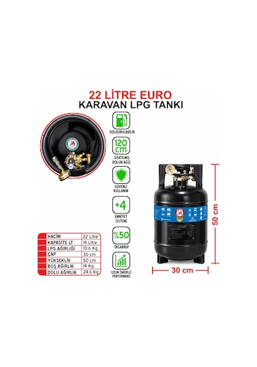 22 Litre Euro Karavan Lpg Tankı Siyah